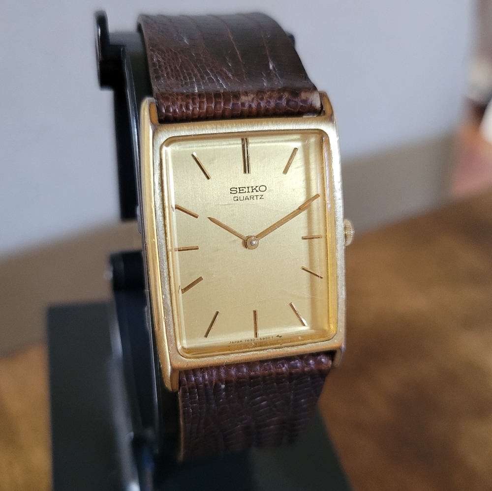 Seiko 80's Vintage Tank Style Dress Watch - 7430-5900